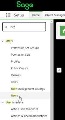 Screenshot: select users in setup